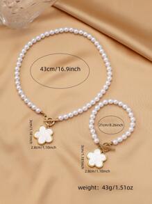 1 Set Women's Pearl & Clover Suit, Elegant European Style