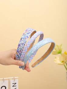 1/3pcs Glitter Headband, Sparkly Wide Hairband For Girl, Makeup Washing Fastening Hair Clip, Shiny Hair Accessories, Suitable For Daily, Casual, School Use - Multicolor - View 19