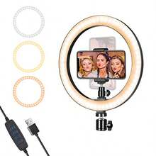 Anillo de luz LED regulable para video en vivo de 12", tres colores ajustables - 12 pulgadas - Ver 1