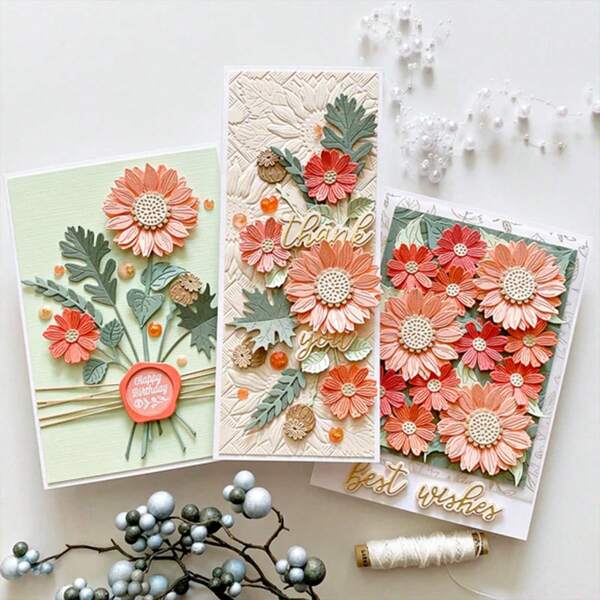 1pc Sunflower Cutting Die, Metal Die Cut, Embossing Stencil For Card Making DIY Craft Scrapbooking Eid Al-Adha Mubarak,School Supplies,Back To School