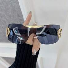 1 pieza Gafas de moda sin montura clásicas, estilo cuadrado retro casual para hombres y mujeres, con forma envolvente personalizada