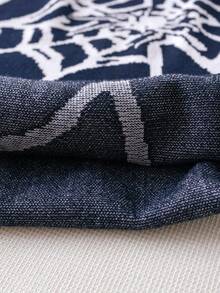 Suéter de punto con gráfico de araña, estilo callejero para niño pequeño, adecuado para Halloween, uso diario, primavera/otoño/invierno - Azul Marino - Ver 8