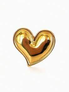 Monlansher New Stainless Steel Open Finger Rings For Women, Exaggerated Metallic Floral, Heart, Moon, Sun Flower & Mixed Elements Fashion Ring, Personalized , Suitable For Daily, Casual, Party, Single Or Stacked Wear - 金色 - 查看 15