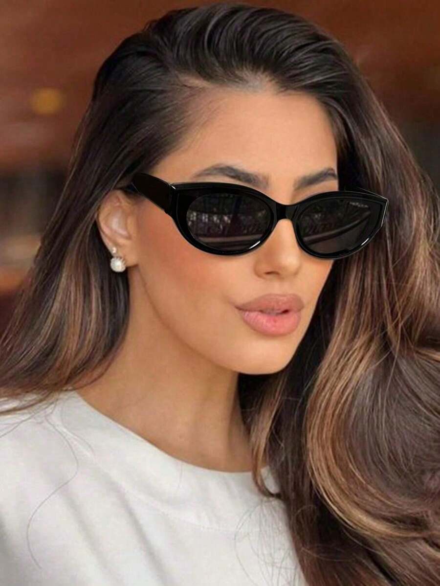 1pc European And American Fashion Classic Casual Oval Small Frame Fashion Glasses, Elegant Aesthetics, Suitable For Women's Fashion Glasses Wearing In Various Seasons Preppy Style For Back To School Rectangle Shape Cat Eye Shape Shades