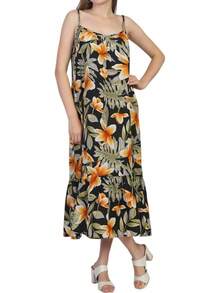 SheKaf - Vestido largo de verano para mujer, casual, suelto, sin mangas, tirantes delgados, con bolsillos - Azul Rojo Patchwork Sp014 - Ver 6