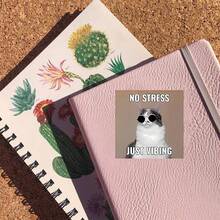 3-Inch "Cool Cat No Stress Just Vibing" Sticker - - Themed Vinyl Sticker With Stylish Feline Illustration For Laptops, Notebooks, Water Bottles, Cat Lovers' Spaces, And Chill Decor | Great For Cat Enthusiasts, Relaxation Seekers, Meme Fans, And Followers | Perfect For Showing Laid - Back Vibe, Adding Fun Flair, And Celebrating Feline Coolness | Fun Sticker For Cat - Related Good Vibes And Chill Imagery