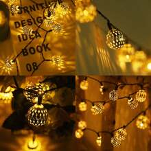 Solar Moroccan Ball String Lights, Outdoor String Lights With 8 Modes, Decorative String Lights For Patio Grass And Terrace