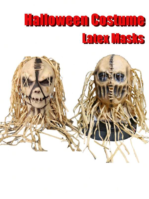 1 Stück Halloween Maske aus natürlichem Latex wiederverwendbar, gruselige Vogelscheuchen Maske, Horrorhaus, Party Rollenspiel Kostüm Accessoire Ferienfest Kostümparty Requisite