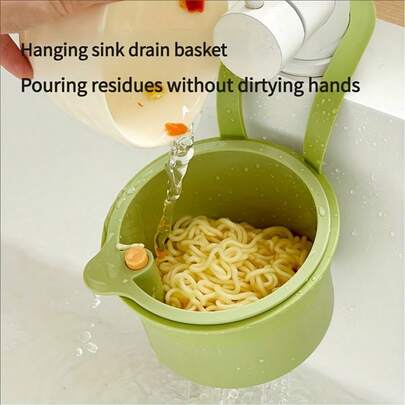 1 Pack Multi-Function Hanging Filter Sink Basket With Push-Button Drainage And Storage, Spacesaving Design, Apartment Dwellers, Durable Plastic, Sturdy Construction For Kitchen Waste Collection, Separate Filter Design, One-Second Installation.