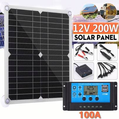200 Watts Solar Panel Kit 100A 12V Battery Charger With Controller Caravan Boat