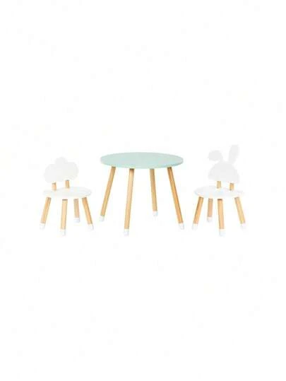 Beliani Kindertisch mit 2 Stühlen aus hellem Holz/Weiß ROBIN