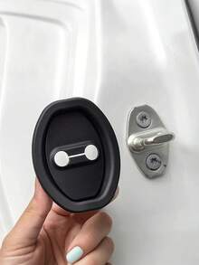 4Pcs Carbon Fiber Textured Anti-Rust Door Lock Cover – Universal Shock-Absorbing And Noise-Reducing Buffer Pad For Door Locks, Rainproof And Moisture-Proof