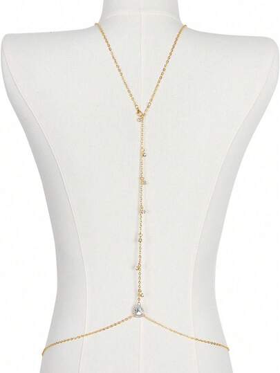 1 Peça Elegante e Sensual Colar Gargantilha Traseira com Corrente Tipo Gota de Chuva, Adequado para Mulheres Em Qualquer Ocasião