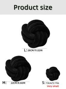 1pc Solid Color Versatile Handmade Twisted Ball, Decorative Pillow, Sofa/Coffee Table Decor, Bedroom Bedside Decorative Pillow, 3 Size Options, Black - Black - View 3