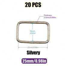 20 chiếc/gói 10-38mm Vòng khóa hình chữ nhật bằng kim loại Vòng khóa trượt cho thắt lưng, dây đeo ba lô, túi xách, vòng cổ thú cưng, phụ kiện tự làm - Nhiều màu - Xem 11