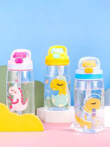 1pc480ml儿童卡通吸管杯弹跳杯学生户外水壶塑料杯学校专用水瓶 - 彩色 - 查看 8