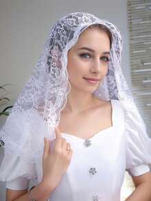 قطعة واحدة شال شبكي مزين بالدانتيل قصير للنساء، أغطية خفيفة الوزن للحفلات والزفاف وتصوير الصور والملابس الخريفية للنساء - متعدد الألوان - مشاهدة 1