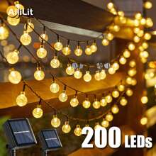 Solar Small Bubble Ball String Lights, With 100/50/20 LED Crystal Balls, 8 Flash Modes & IP44 Waterproof. For Summer Gardens, Patio Parties, Courtyard Decor, Plus Back - To - School Campus, Halloween, Christmas & Thanksgiving House Decor.