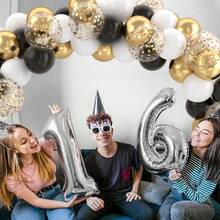 20/40 buc baloane confetti din hârtie negre și colorate, baloane din latex de 10 inch, pentru ziua de naștere, nuntă, absolvire, Anul Nou, aniversare, petrecere, decor