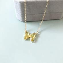 1pc Summer Fashionable Holiday Versatile Crystal Butterfly Pendant Stainless Steel Chain Necklace, Waterproof, Fade-Resistant, Premium For Women