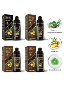 4 In 1 Herbal Hair Color Shampoo - Gentle And Non-Irritating For Men And Women - Instantly Covers Gray Hair, Dyes To Fashionable Hair Color, Plant Extracts, Nourishes Hair, Long-Lasting Color