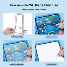 1 cuốn sổ vẽ màu nước ma thuật, sổ vẽ tái sử dụng, tranh vẽ màu nước thủ công, sách tô màu, sách vẽ màu nước ma thuật giáo dục, sổ vẽ tái sử dụng, bộ dụng cụ vẽ hoạt động nghệ thuật, chủ đề đại dương, động vật, phương tiện giao thông, khủng long, thích hợp cho năm học mới, tiệc Giáng sinh, sinh nhật, bộ quà tặng sáng tạo cho ngày lễ, bộ dụng cụ thủ công nghệ thuật (màu bút ngẫu nhiên) - Nhiều màu - Xem 5