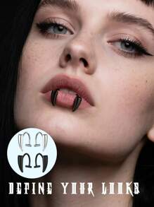 Wolf Teeth Non Piercing Labret Stainless Steel Polishing Lip Jewelry Ring Fashion Personalized Fangs