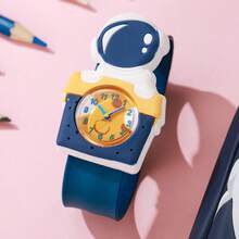 1pc Casual & Cute Cartoon 3D Rocket & Astronaut Print Quartz Watch, Suitable For Birthday, Back To School, Summer Vacation, Halloween Gift - Navy Blue - View 9