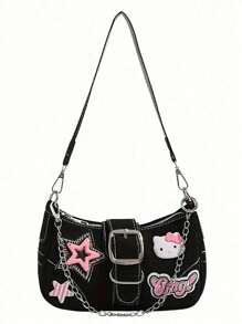 Sanrio Borsa a tracolla da donna in finta pelle con elegante motivo a stelle Hello Kitty di Sanrio, adatta per viaggi, shopping e picnic