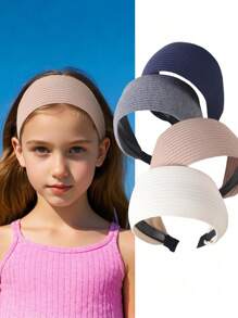 1/4Pcs Girls Fashion Wide Knitted Striped Headband, New 2.76 Inches Width Hairband Hair Accessory For Daily Use