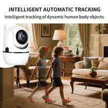 1pc 1080P HD Smart IP Camera, 2.4G WiFi/5G WiFi, Night Vision, Two-Way Audio, Motion Tracking Audio Alarm, 355° Panoramic Monitoring, Suitable For Indoor & Outdoor Security Surveillance | Single Antenna | Compact Camera - White - View 5