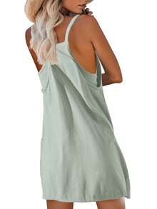 Womens Sleeveless Athletic Hot Shot Mini Dress With Built-In Shorts Sundress - 青色 - 查看 6