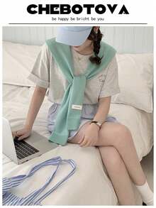1 Áo len cardigan trơn nhãn màu cho nữ, áo len, khăn choàng, áo sơ mi, phòng máy lạnh, che vai cho váy - Nhiều màu - Xem 6