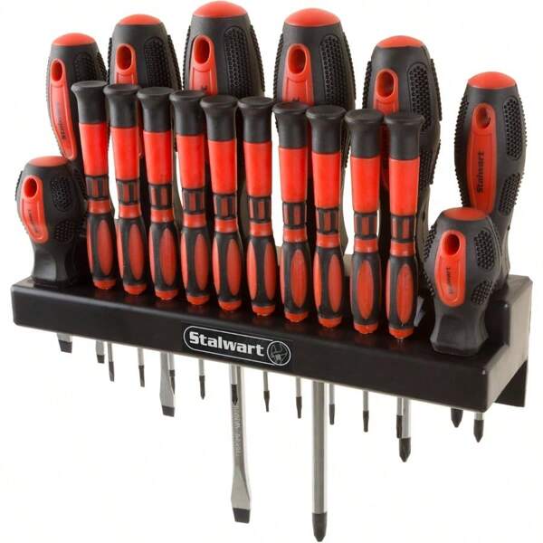 Stalwart Juego de destornilladores 75HT4088 con soporte de pared y puntas magneticas 18 piezas