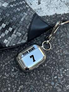 1pc Customized Electroplated Silver Earbud Case, Customized Halloween Theme Design With Name, Little Ghost Pattern, Halloween Fashionable Item,2025phonecase