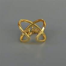 VKHK Set de 2 inele deschise de lux, strălucitoare, cu zirconiu, încrucișate, potrivite pentru ținutele de zi cu zi și de nuntă ale femeilor, cadou