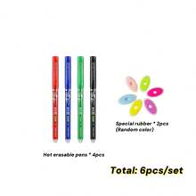 2pcs/4pcs/12pcs/24pcs/27pcs Erasable Ball Pens (Black/Red/Blue/Green Refills Available), 0.5mm Thermal Erasable Ink Pen, Durable & Easy To Correct, Keep Text Neat, Creative Student Stationery, Suitable For Note-Taking, Pricing, Highlighting Etc., Can Be Given As Learning Rewards, School Prizes To Students, Classmates, Teachers