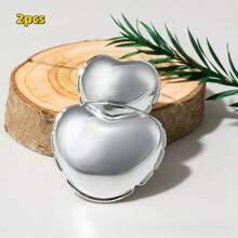 2pcs 7ml Heart-Shaped Lip Gloss Bottles, Cute Heart Lip Tint Empty Containers, Silver Cosmetic Refillable Jars - Multicolor - View 9