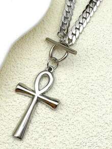 Egyptian Cross Ankh Key Of Life Pendant Necklace Stainless Steel Gold Color Amulet Religious Chain Necklaces Jewelry Gift - Necklace - View 10