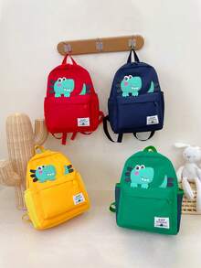 Cute Cartoon Dinosaur Backpack, Multi-Pocket Schoolbag For Teenagers - A - View 2