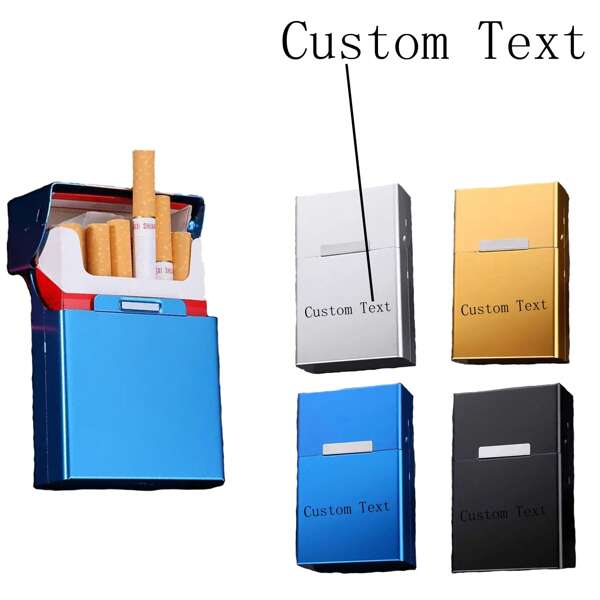 1pc Laser Engraved Men's Custom Cigarette Box, Portable, 20 Pack Capacity, Moisture-Proof, Thick Packaging, Large Capacity, Whole Pack Of Cigarettes