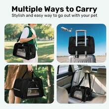 Secure Zipper Anti-Escape Pet Carrier Backpack | Spacious Ventilated Foldable Cat/Dog Travel Bag | Car & Airline Approved Collapsible Cage With Breathable Design - màu đen - Xem 2