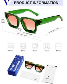 Thick Square  Retro Chunky Rectangle  Protection - C40-gradient Pink Lens/Green Frame - View 2