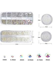 4 Boxes Nail Rhinestones 1.5mm-5mm 3D Nail Art Glass Crystal AB + Clear Nail Stones Gems Pearl Crystal Strass 3D Charm Gems Nail Multi-Shape 3D Nail Diamonds For Nail Art And DIY Decoration Nail Art Rhinestones Flatback Rhinestones Pearls Nail Charms For Acrylic Nails Crystals Nail Art Supplies Half Round Design Nail Gems - 彩色 - 查看 3