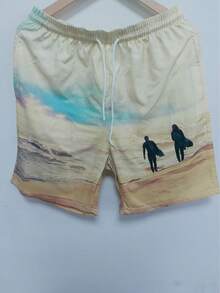 Men's Hawaiian Style 3D Printed Casual Beach Shorts - Quick Dry, Drawstring Waist, Perfect For Summer Outing - Multicolor - View 1