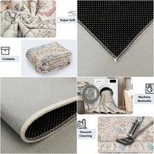 1/2 Set Washable Oriental Area Rug - Rugs For Living Room Soft Carpet For Bedroom Waterproof Floral Distressed Indoor Resistant Non-Shedding Floor Carpets-Beige - Beige - View 11