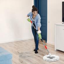 Mop With 2 Microfiber Mop Replacement Heads, 61inches Adjustable Handle For Floor Cleaning - Red - View 3