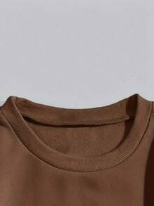 Women's Sweatshirt 9 Hearts Delicate Cold Weather Blouse Round Neck Printed Tracksuit - Rust Brown - View 3