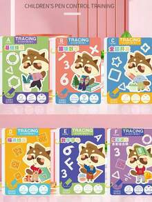 1 Set Of 32 Page Mind Enlightenment Movement Reusable Magic Practice Tracking Workbook Montessori Painting Education Control Training. Back To School Season Books. (Pen Eraser And Snap Ring Colors Are Randomly Assigned) - Multicolor - View 3