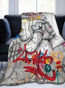 1Pc Kawss Kawaii Kaw Anime Flannel Blanket Gift Cover Blanket, Cozy Plush Flannel Fleece Printed Blanket, Double Blanket, Lightweight Plush, Bed Decoration 50x40inch